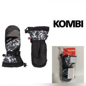 🆕KOMBI - XS - NWT - BLACK GREY WHITE - KIDS / YOUTH JUNIOR MITTENS